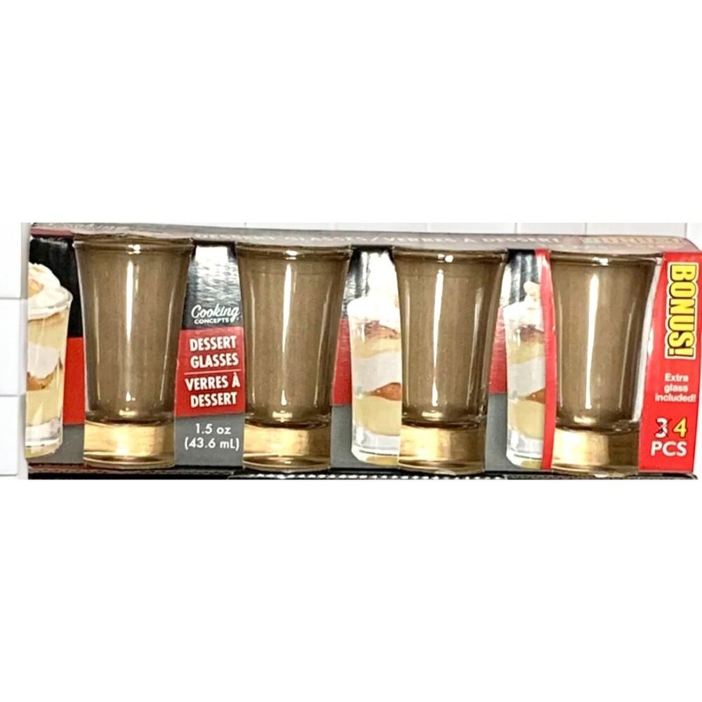 Cooking Concepts Dessert Glasses 1.5 Oz Set Of 3 Bonus Extra Glass Included
